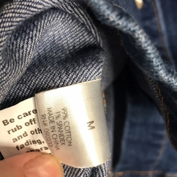 Kendall Kylie Denim Western Mini Dress Pearl Snap size medium - Picture 8 of 11